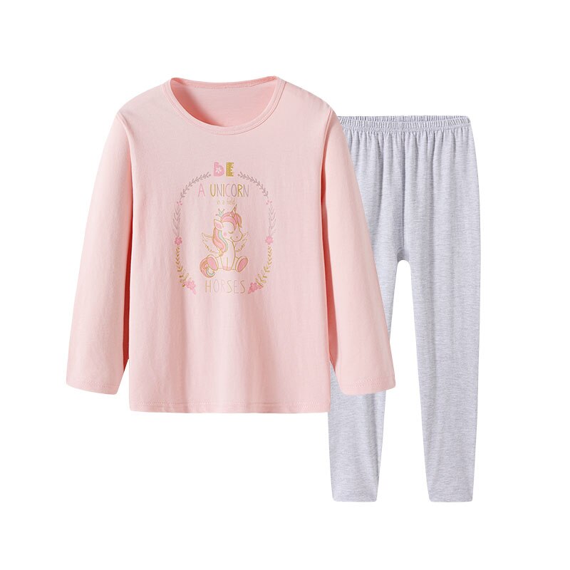 Set pigiami unicorno per bambina treegunkids set intimo termico intimo termico o-collo lungo in cotone Johns: Pink / 140