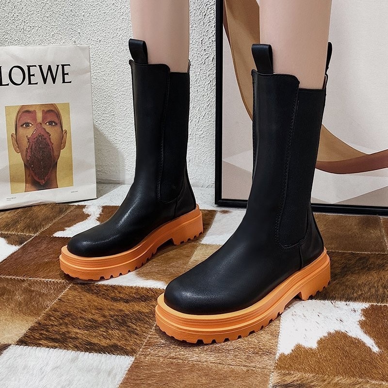 2020 botas femininas de couro marca outono inverno quente botas curtas sapatos de plataforma à prova dwaterproof água antiderrapante meados de bezerro botas mujer