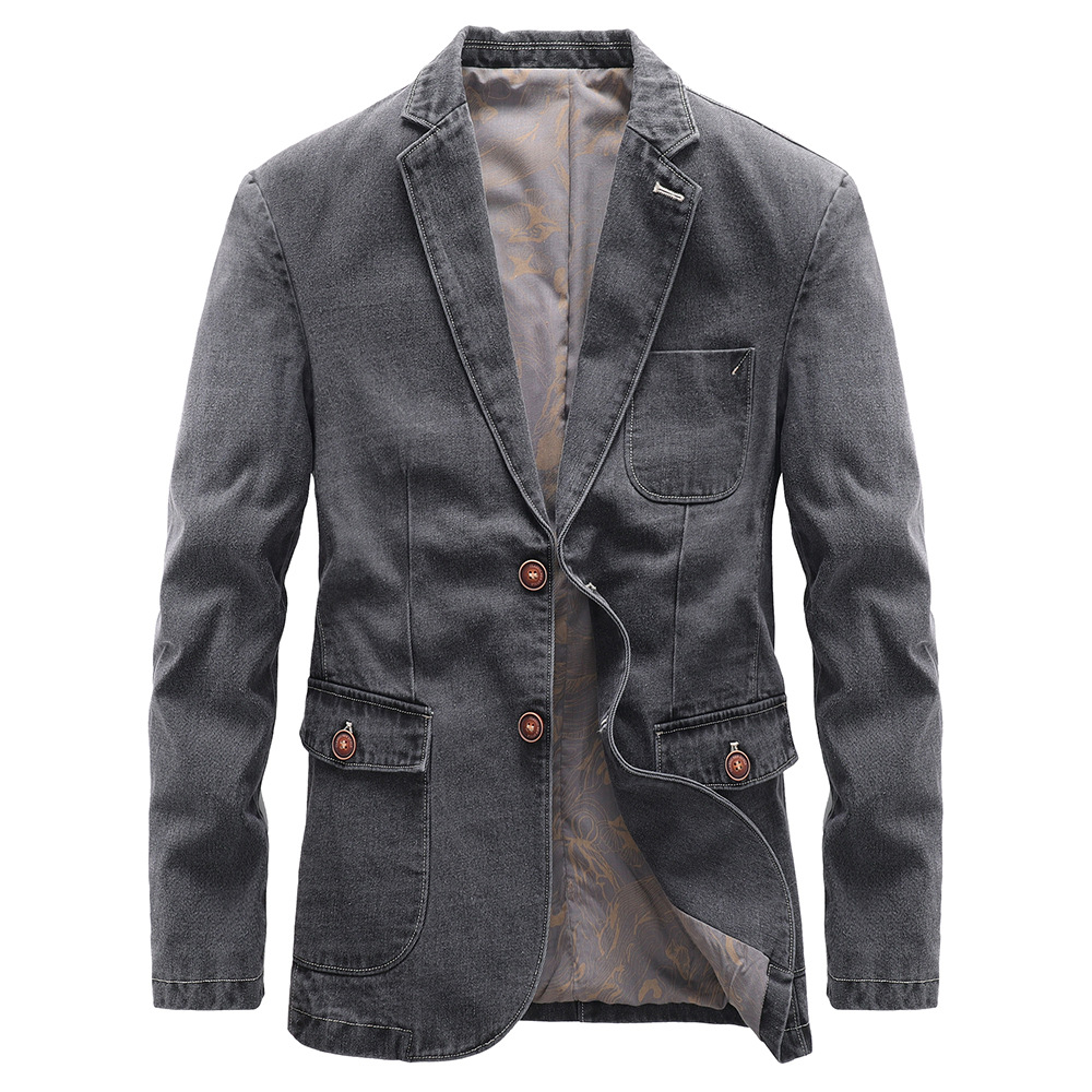 Chaqueta vaquera de gran tamaño para hombre, prendas de vestir exteriores, ropa de calle ajustada, Blazer informal, traje, primavera y otoño, novedad: XXXL / Gris