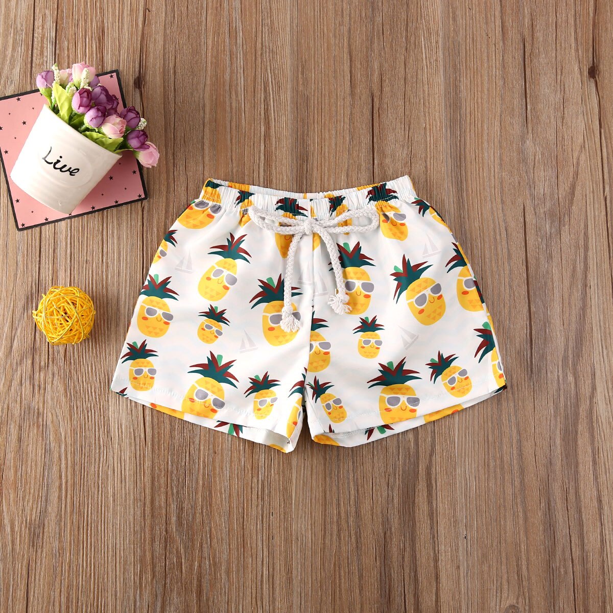 Spädbarn småbarn bebis pojke barn shorts med tropiskt tryck badbyxor sommar strandshorts byxor trosor 0-4 år: Vit / 2t