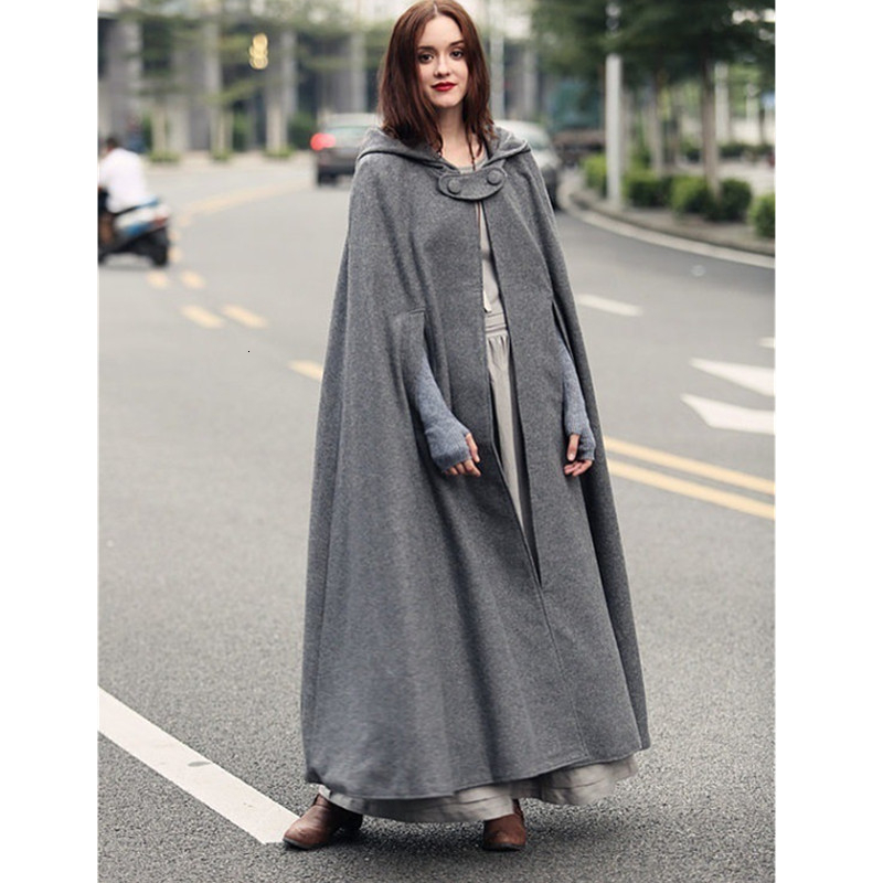 Middeleeuwse Gothic Hooded Mantel Dunne Jas Vrouwen Vintage Vampire Devil Capes Viking Piraat Gewaden Overjas Halloween Cosplay Kostuums: Gray / L