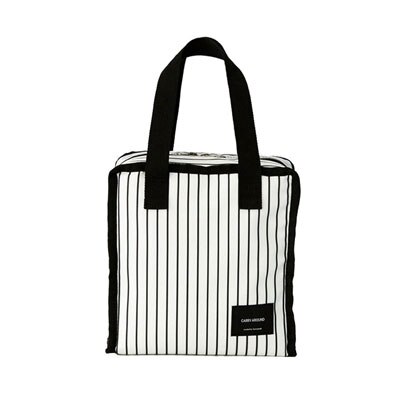 Streifen Tragbare Isoliert Picknick Kühler Trinken Wein Tasche Aluminium Folie Material Thermische Mittagessen Tasche Funktionale Obst Dosen Eis Pack: white