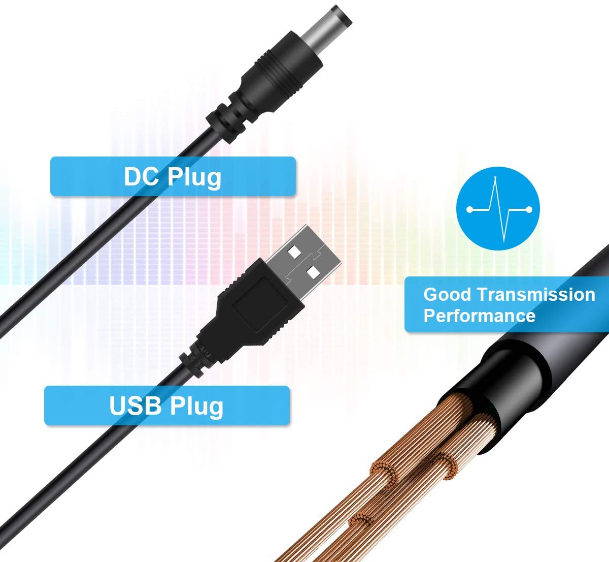 USB zu DC Power Kabel, 8 in 1 Universal 5V DC Jack Kabel Power Kabel mit 8 Austauschbaren Steckern Stecker Adapter