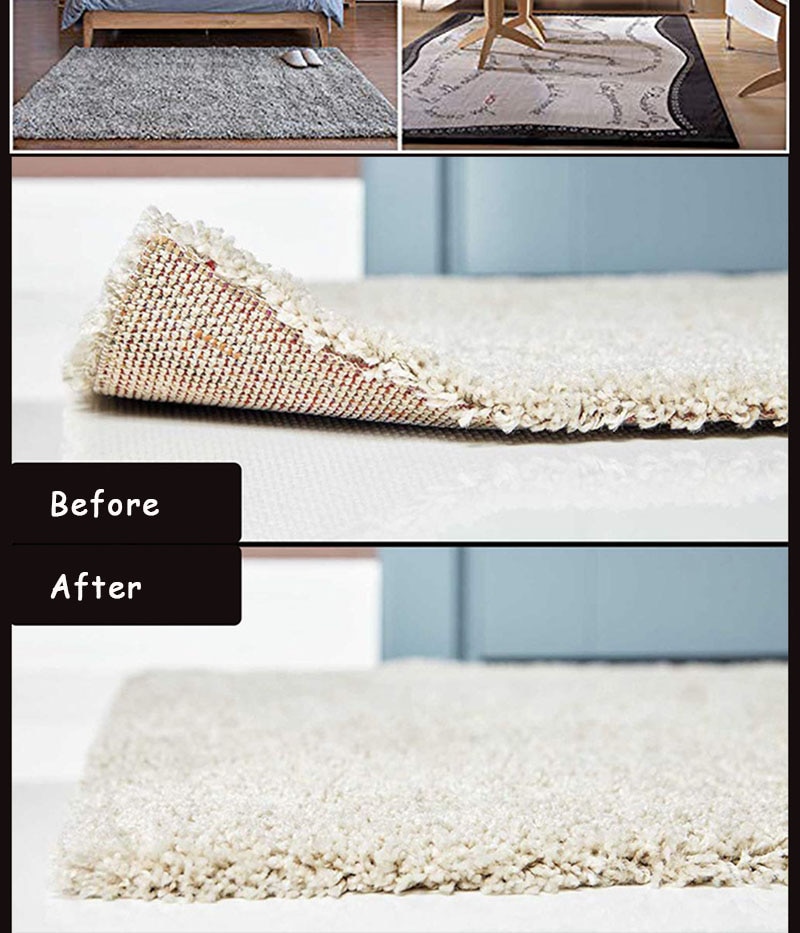 8Pcs/Lot Anti-slip Rug Grips Seamless Removable Adhesive Rug Grippers for Home Carpet Curling Circular Corners Edge Stairs