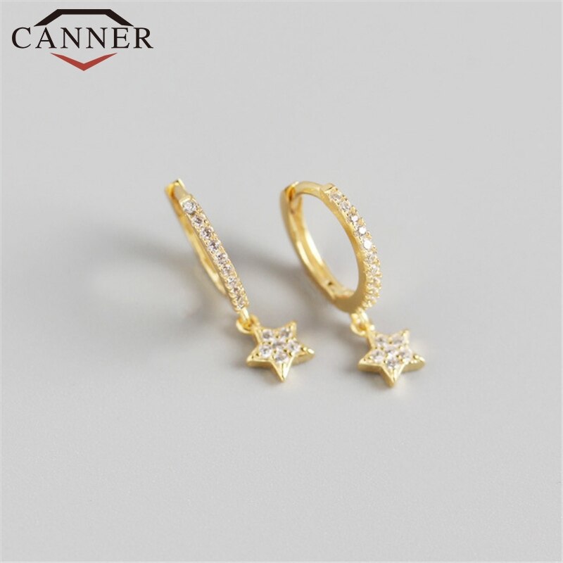 European and American Gold Silver color INS Crystal Zircon Small Hoop Earrings for Women 925 silver Earrings Jewelry: gold 3