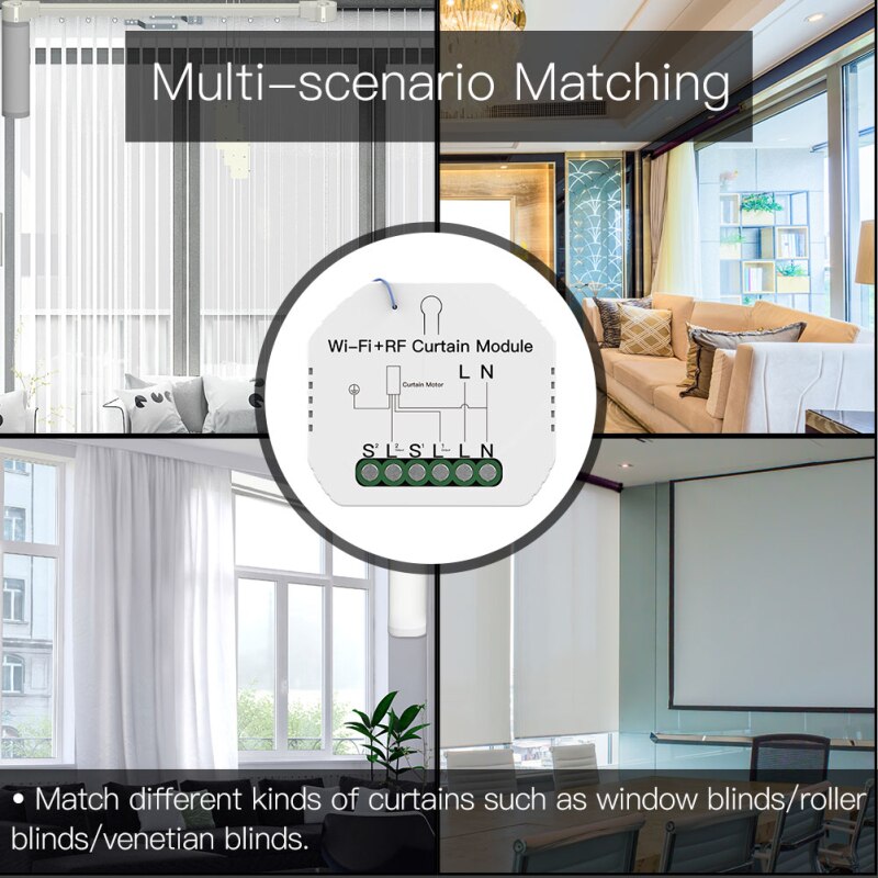 Tuya WiFi Smart Switch RF433 Roller Blind Shutter Curtain Switch Module Voice Control with Remote Works with Google Home Alexa