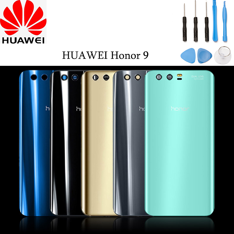 Alkuperäinen huawei honor 9 lasi akun takakansi + kameran linssin kehys takaluukun kotelon vaihto-osat ilmaiset työkalut