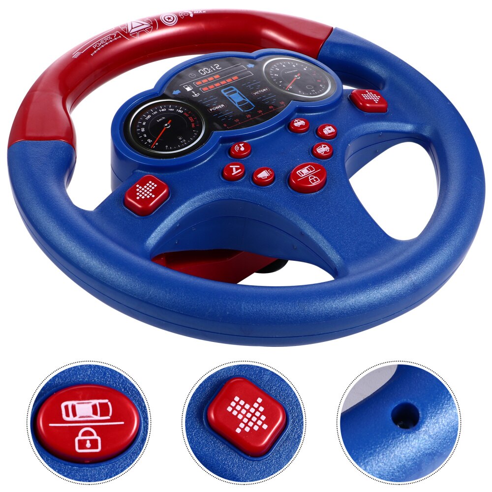 Simulation Steering Wheel Driving Early Kids without Battery: Blue