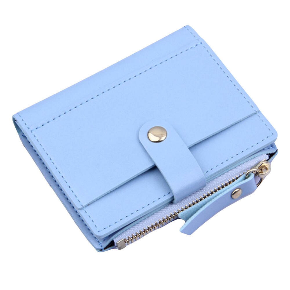 Moda feminina carteira adorável doce cor pequena moeda zíper bolsa pacote de cartão cartera mujer 2020 # t2: Light blue 