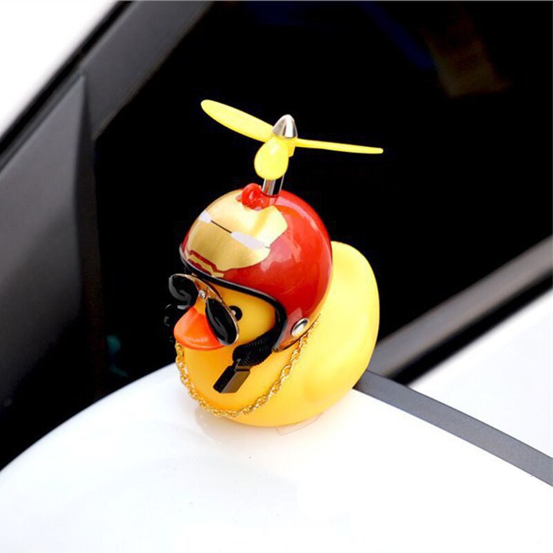 Rubber Duck Toy Car Ornaments Yellow Duck with Propeller Helmet Car Dashboard Decor Squeaking Glowing Duck Toys for Adults Kids: H