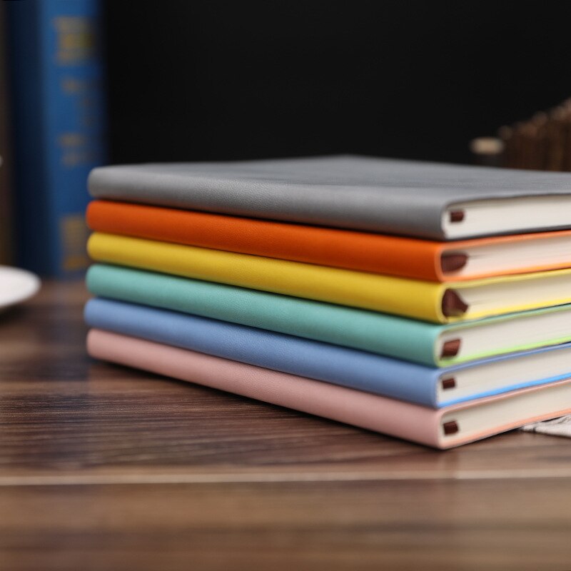 Simple business office PU leather notebook student a5 a6 b5 soft copy notebook