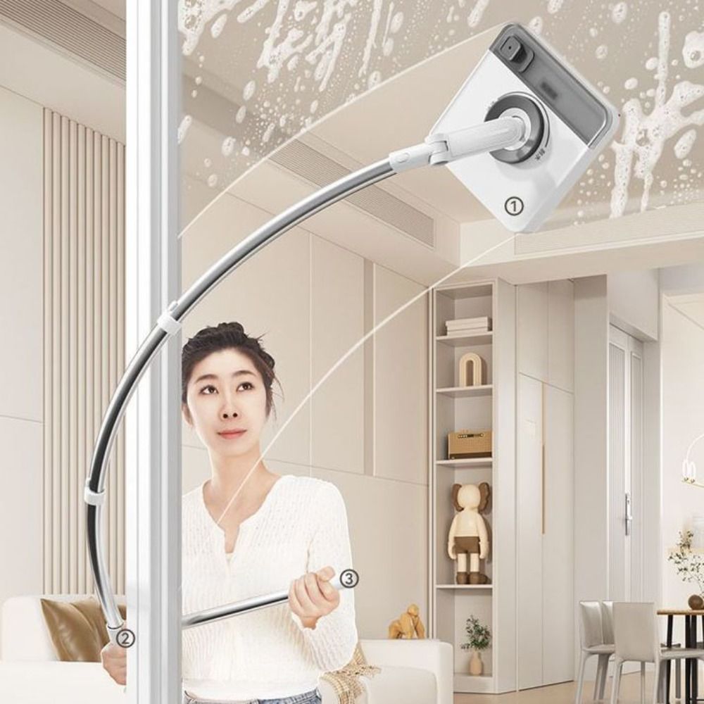Stainless Steel and PP Windows Cleaning Tool Stretchable Arc Rod High-rise Window Cleaner Flexible Cleaning Gray