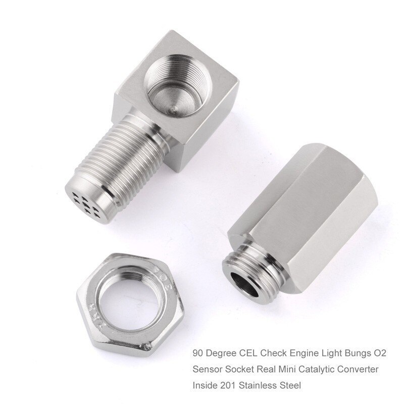 Universal Oxygen Sensor Extender 90 Degree 02 Bung Extension Catalytic Converter O2 Oxygen Sensor Spacer Cel Engine light Fix