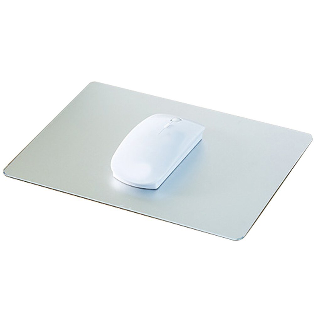 Metal Aluminum Mouse pad Mat Hard Smooth Magic Thin Mousead Double Side Waterproof Fast and Accurate Control for Office Home: Silver