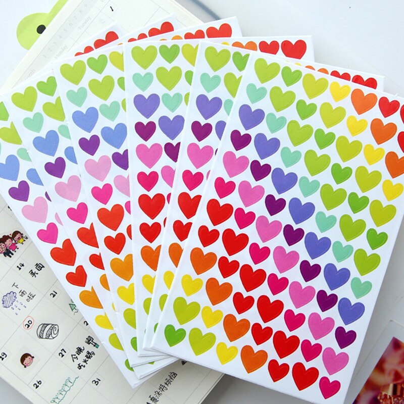Kawaii Cartoon Dots Love heart Stickers Patterns Cute Stationery Sticker Decorative collage Scrapbooking planner Album aesthetic