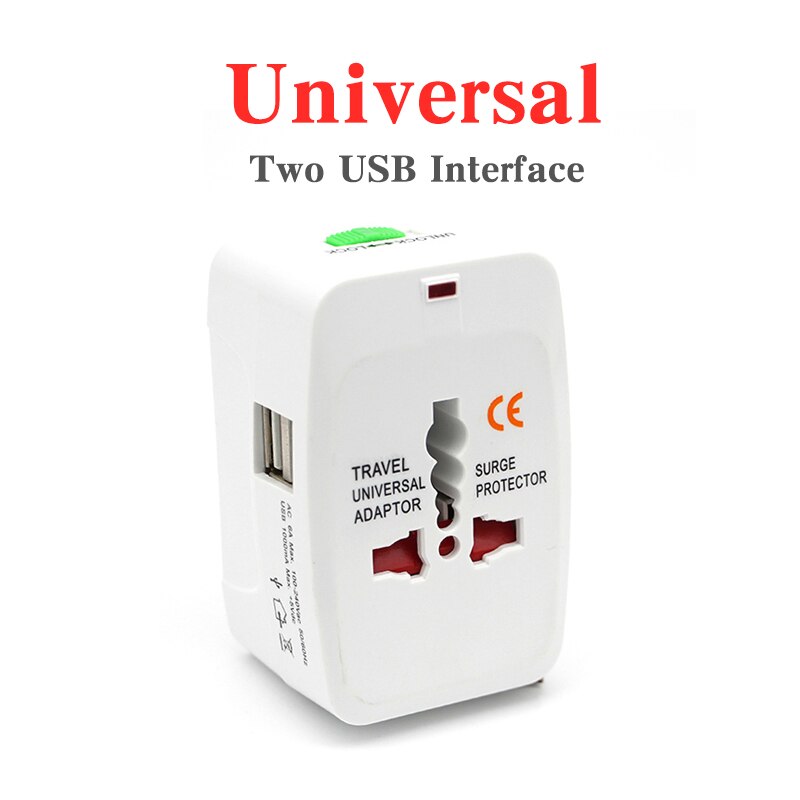 Universal Worldwide Adapter Electric Socket AU UK US EU Plug Adaptor Travel Wall Charger AC Power Option 2 USB Charging Port: Two USB internationa