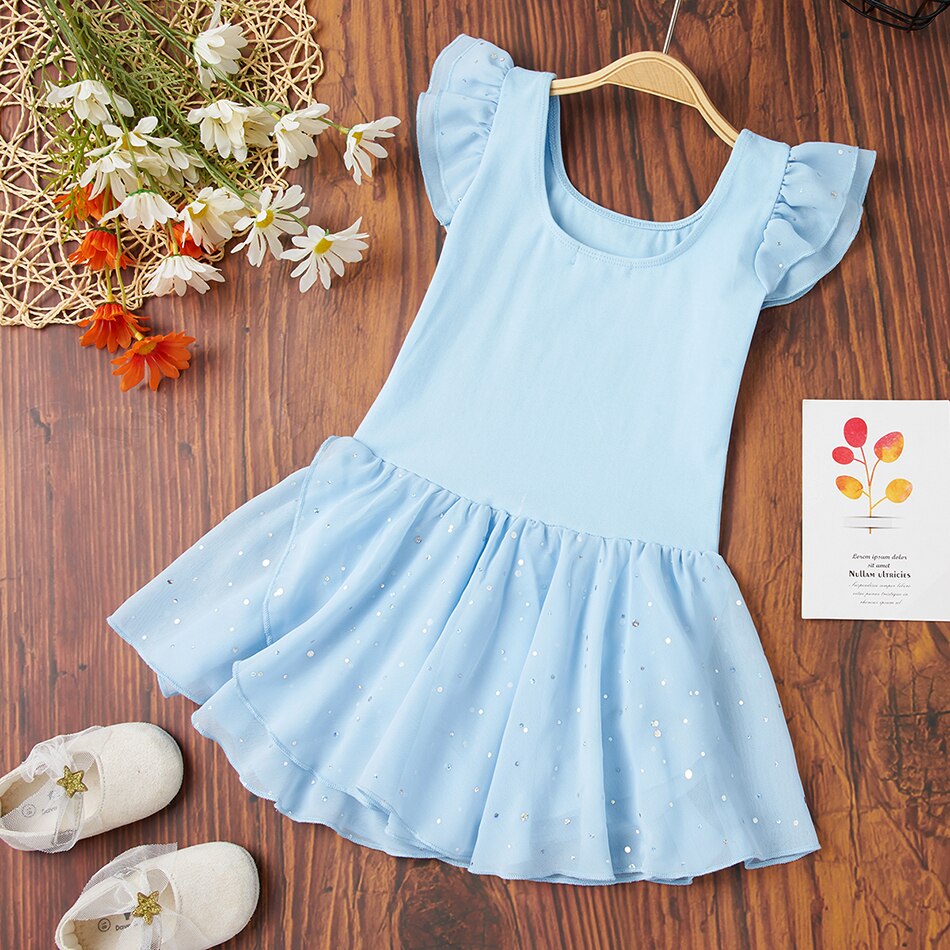 Solid Blue Peuters Meisjes Prinses Jurken Baby Meisjes A-lijn Mooie Ruche Zomer Jurk Kinderen Meisjes Zachte Katoenen Kleding Bodysuit