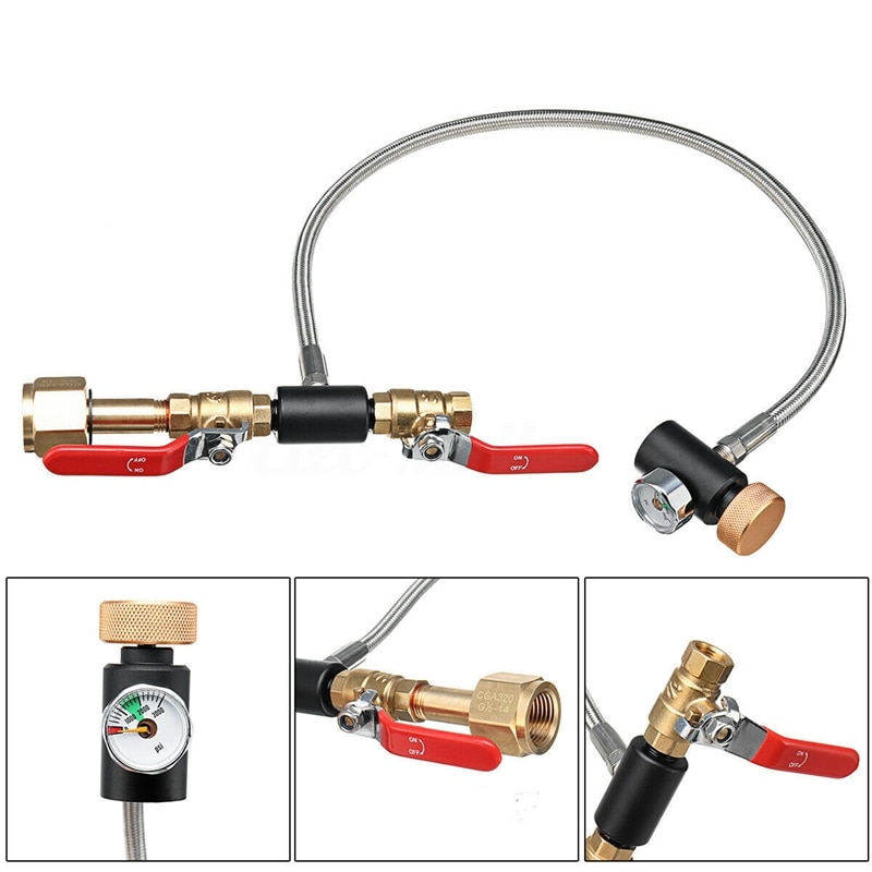 G1/2 CO2 Cylinder Refill Adapter Hose, CO2 Refill Station Connector Kit for Filling Soda Maker for Sodastream Tank