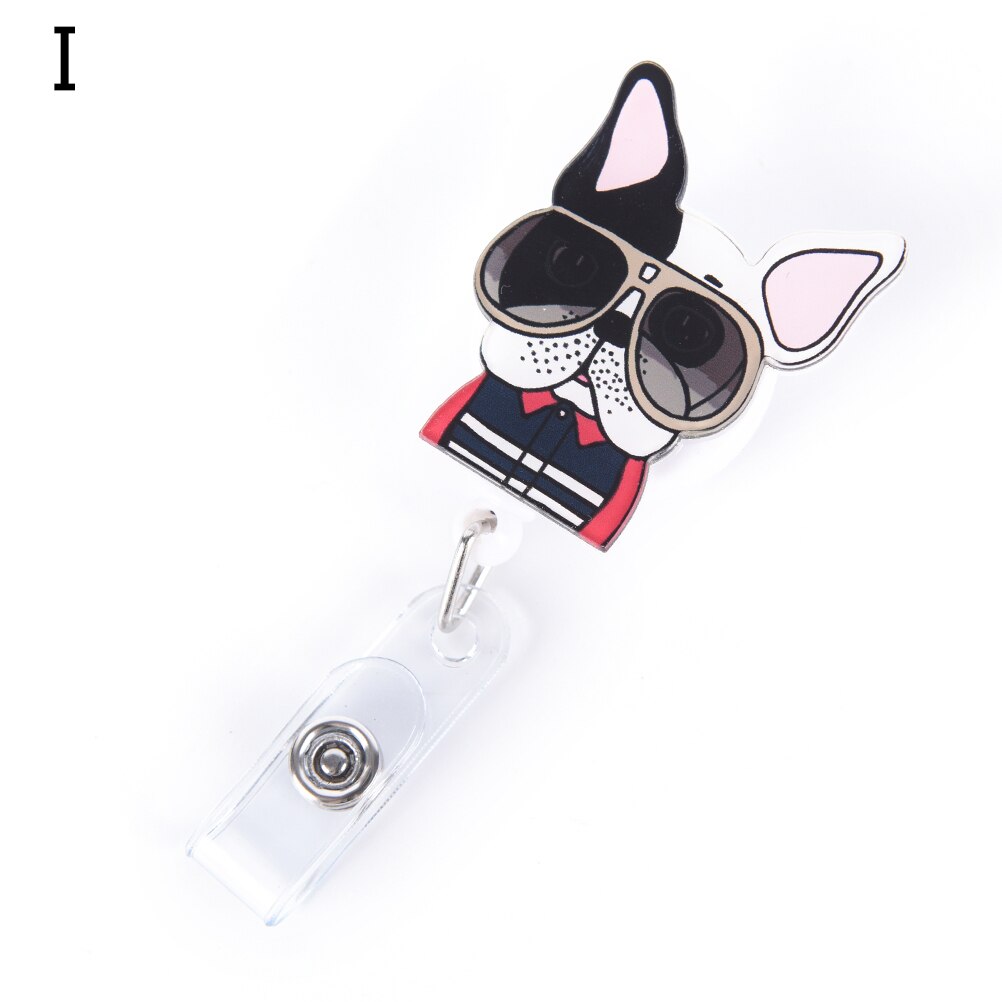 1 pièces Mini dessin animé chien rétractable Badge bobine le nouvel étudiant infirmière interdiction ID nom carte porte-Badge fournitures de bureau: I