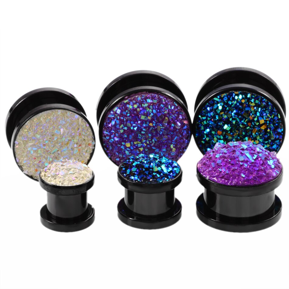 Dsnyu Stein Tunnel Plugs 6MM-16MM - Obsidian Sattel Schwarz Dehnungsschmuck