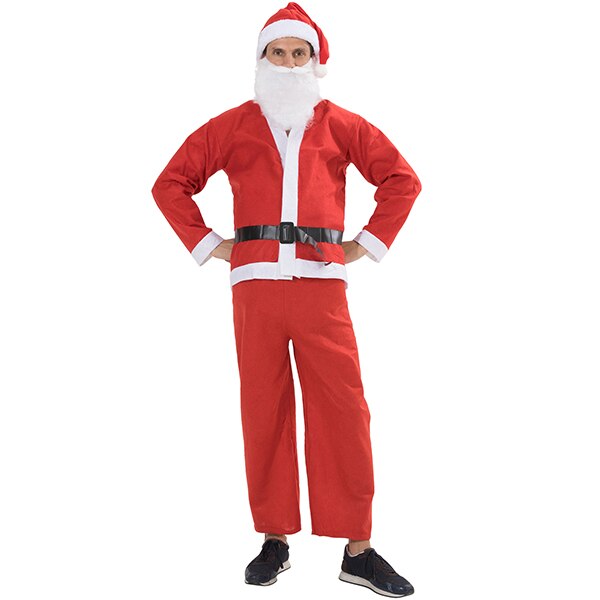 Costume père noël pour homme, Costume de noël grande taille pour le nouvel an, ensemble complet 5 pièces,: Default Title