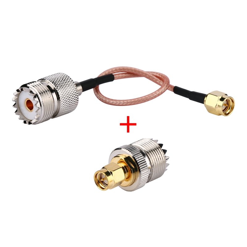 2 Kits (Pigtail Kabel + Adapter) rf Coax Sma Male Naar Uhf Dus-239 Vrouwelijke Kabel + Sma Male Naar Uhf Vrouwelijke SO239 Adapter Voor baofeng
