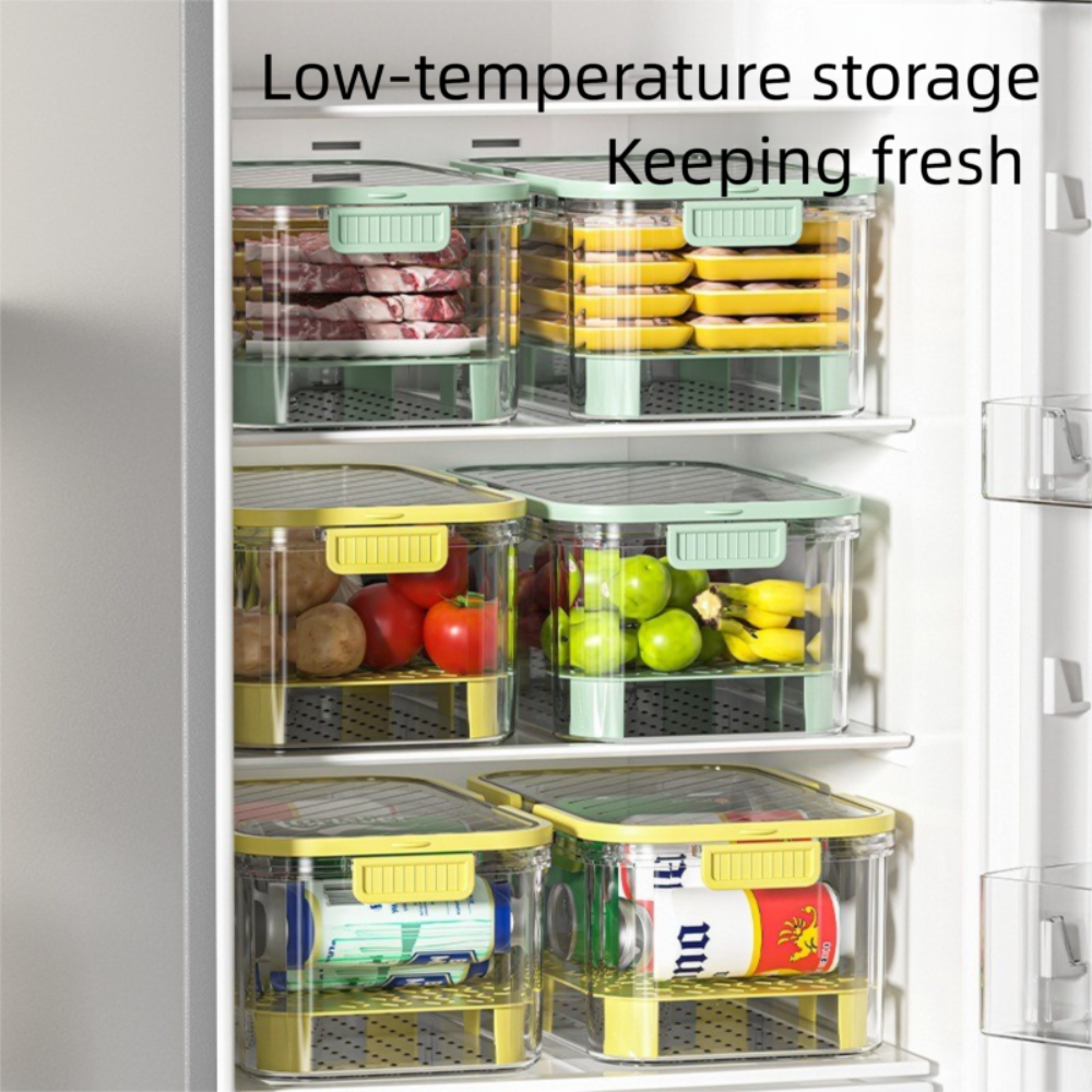 Dobbeltlagsbeholder til madopbevaring med stor kapacitet med håndtag, intervalopbevaringsboks, lækagesikker opbevaringsboks til kæledyr, picnic