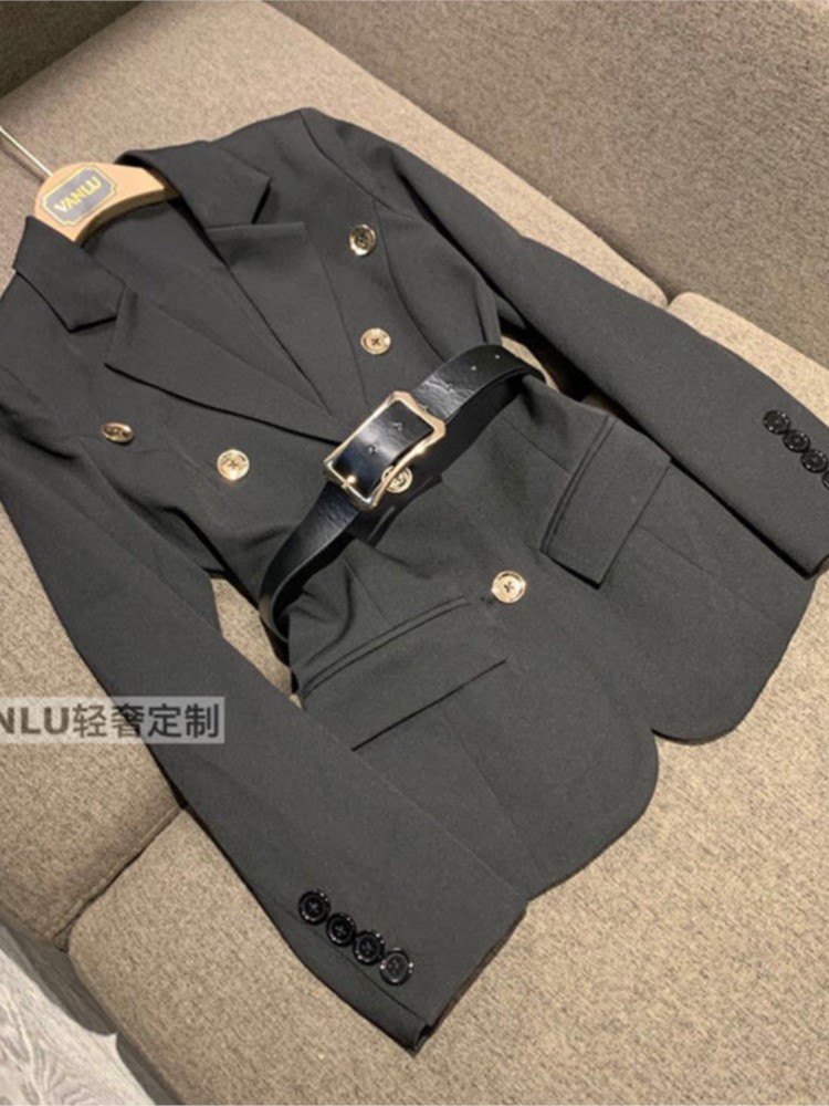 Blazer con cinturón + Falda plisada Midi para mujer, conjunto de 2 piezas, chaqueta de manga larga para oficina, traje