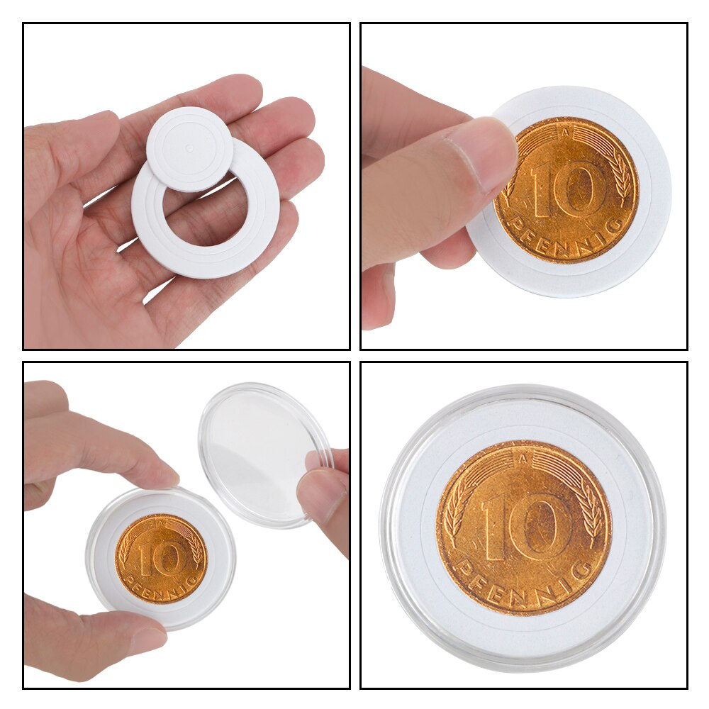 HILIFE Coin Storage Box With Adjustment Pad 20/30/50/100PCS Adjustable Wooden Commemorative Coin Collection Case Holder Capsules