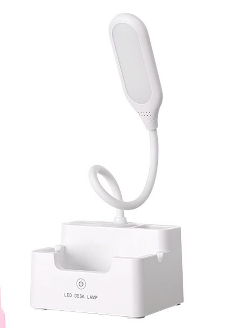 Oplaadbare LED tafellamp met ventilator touch, dimbare tafellamp, oogbescherming, kinderen leeslamp, pen houder Fan pen: white