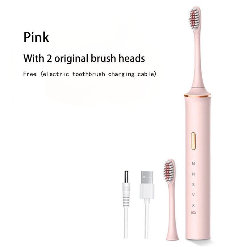 Electric toothbrush for adults with soft bristles automatic toothbrush, rechargeable USB ultrasonic steam toothbrush: Pink