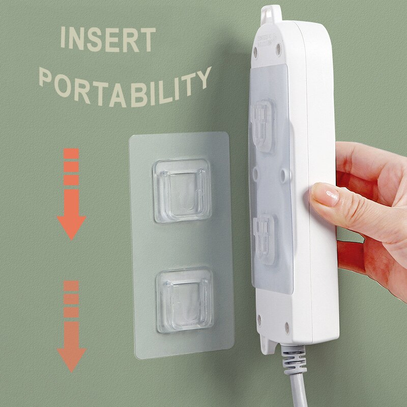 2/6/12 Double-Sided Holder Wall Mounted Wire Storage Row Socket Holder Adhesive Sucker Traceless Storage Holder Kitchen Bathroom