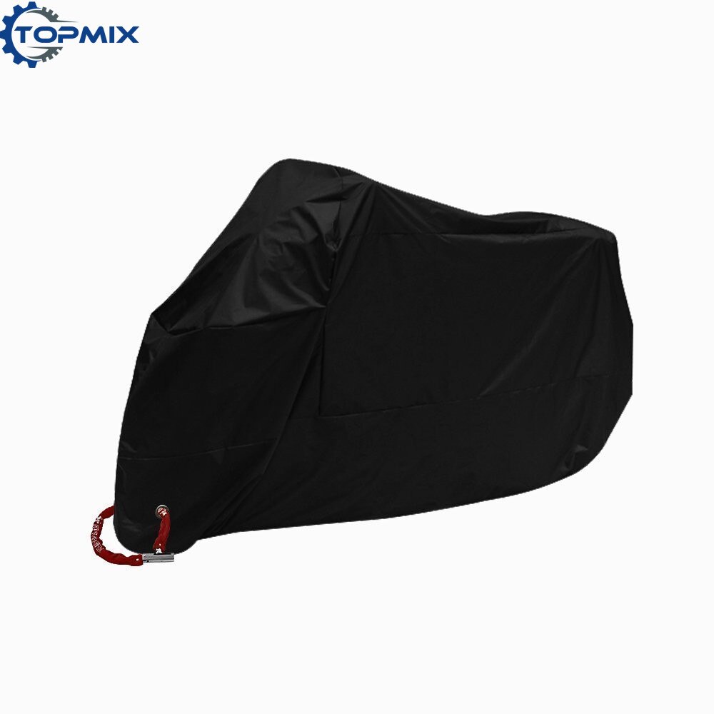 L XL XXL XXXL XXXXL 190T Black Motorcycle Cover Outdoor UV Protector Waterproof Rain Dustproof Cover Anti-theft with Lock Hole