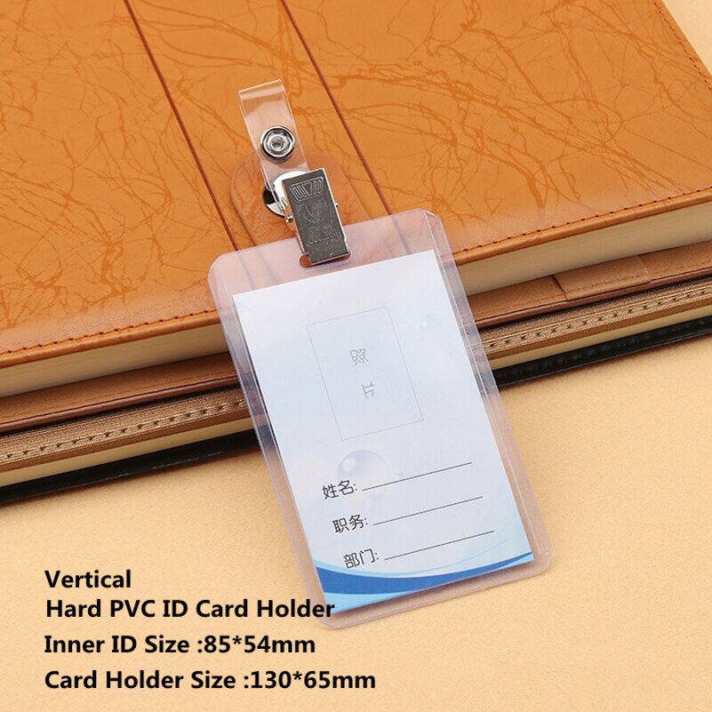 Heavy Duty Clear Transparent Plastic PVC Vertical ID Card Name Badge Holder Sleeve Pouch with Waterproof Type Resealable Zip: Hard PVC Vertical
