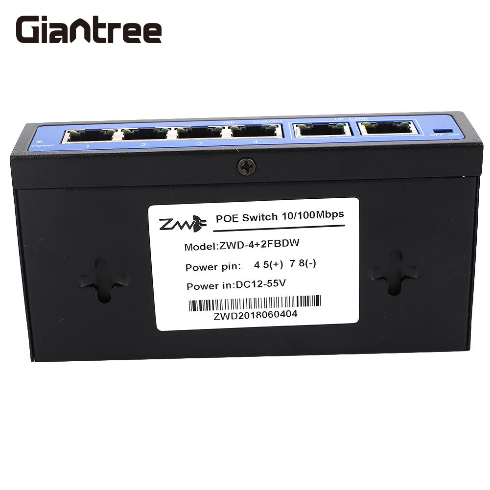POE Ethernet Switch 4 PoE Injector Poe Camera Universal Switch 10/100 Mbps Home Network Switches Router 4+2 Ports