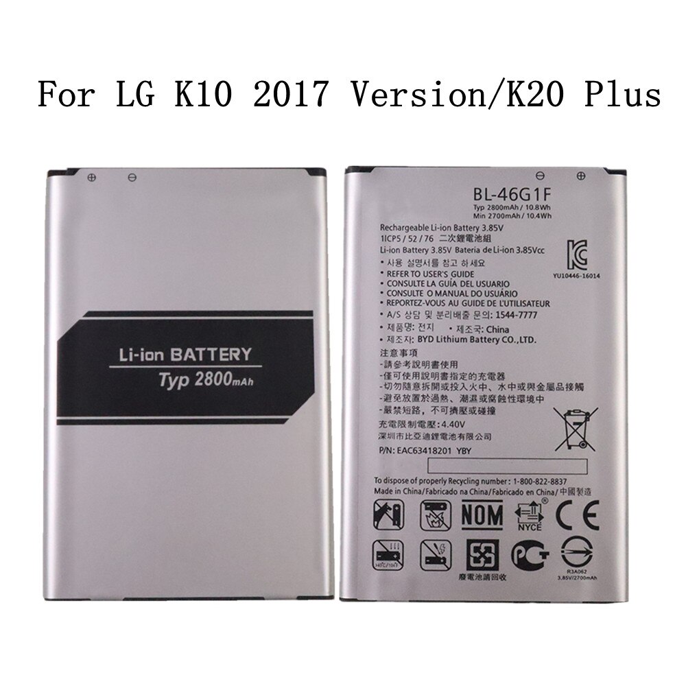 For LG V20 Stylus3 V10 V30 V30+ V30A V40 V50 G7 G7+ ThinQ G3 G4 G5 K7 K8 K10 K20 Plus Leon Tribute 2 5 Optimus LTE III 3 Battery: BL-46G1F