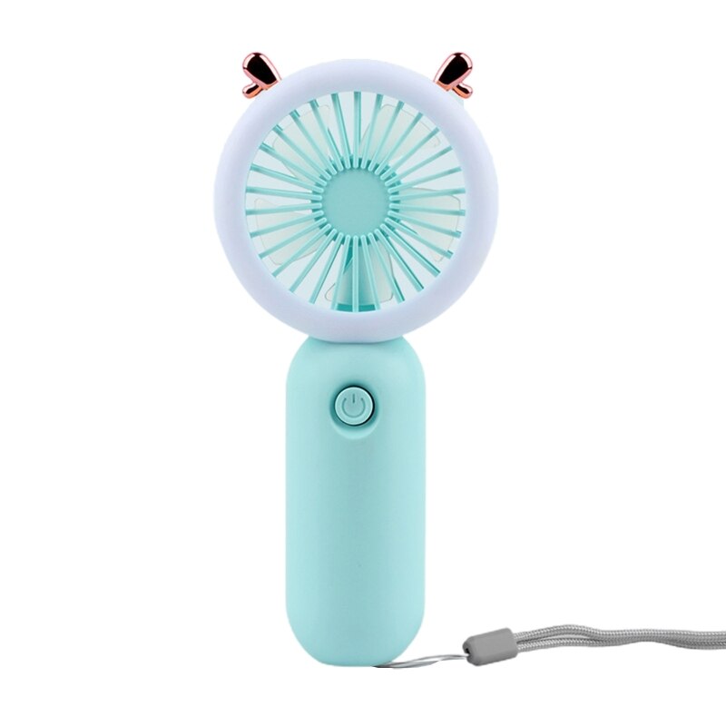 3-speed Usb Charging Mini Pocket Fan with Lanyard and Light Handheld Fan Small Personal Fan for Graduation Party: Blue
