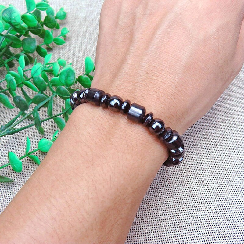 Magnetic Therapy Bracelet for Weight Loss Round Black Stone Health Care Bracelet Men Women Bracelets Bangles Yoga Jewellry