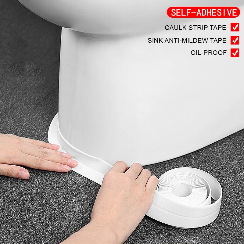 Tira de calafateo de PVC autoadhesiva, tira de sellado de acrílico para ducha, fregadero, baño, Protector de borde de pared para cocina y baño, resistente al agua