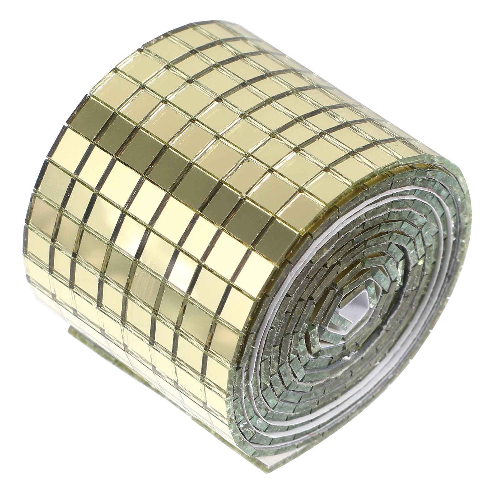 1 Roll Zelfklevende Glas Mini Vierkante Spiegel Mozaïek Sticker Mozaïek Muur Sticker: Golden