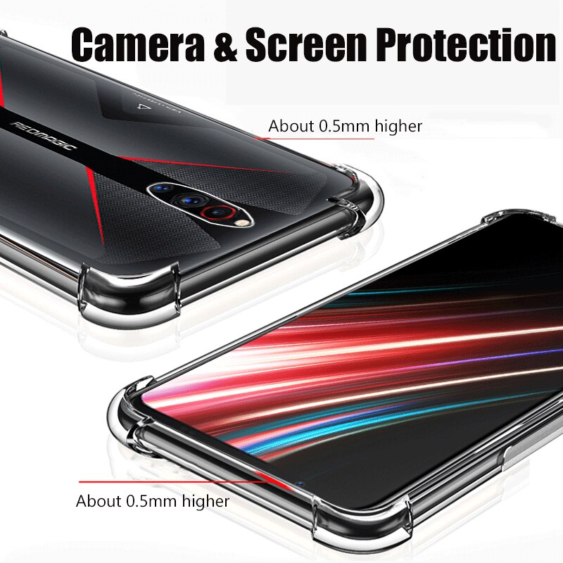 Zte nubia red magic 5g kotelolle iskunkestävä täysin suojattu pehmeä tpu puhelinkuori zte nubia red magic 6 5g läpinäkyvä takakuori