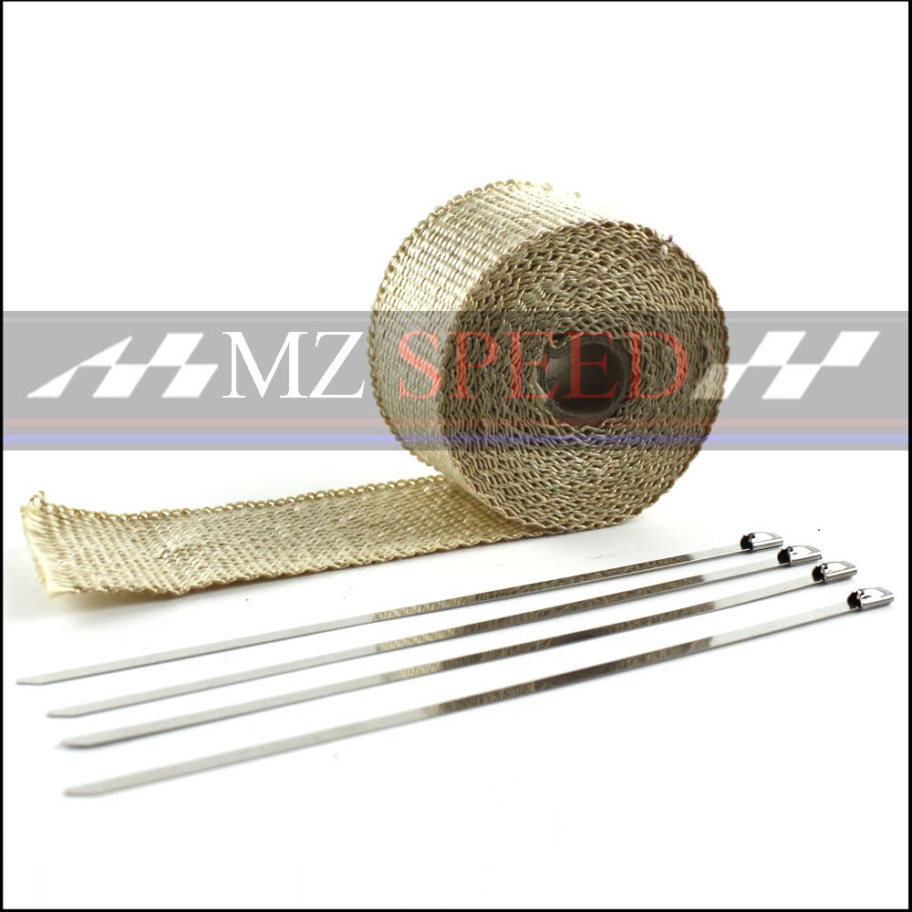 Envoltorio para tubo de escape, envoltura de tubo de bajada resistente al calor, bridas de acero inoxidable de 5m x 5cm para motocicleta y coche: 004