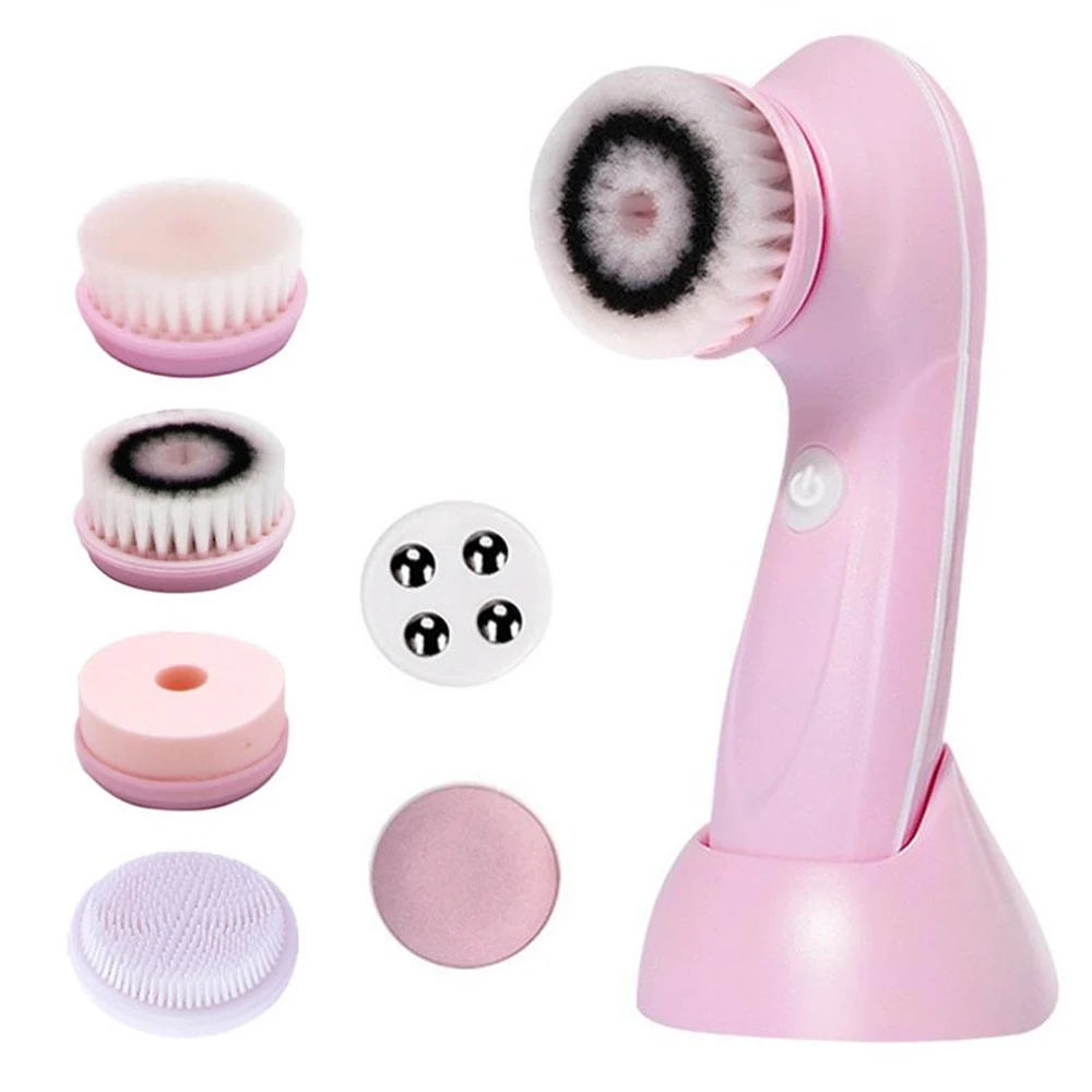 Cepillo de limpieza facial eléctrico con 3/6 cabezales intercambiables, masaje de limpieza profunda y limpiador facial para eliminación de espinillas