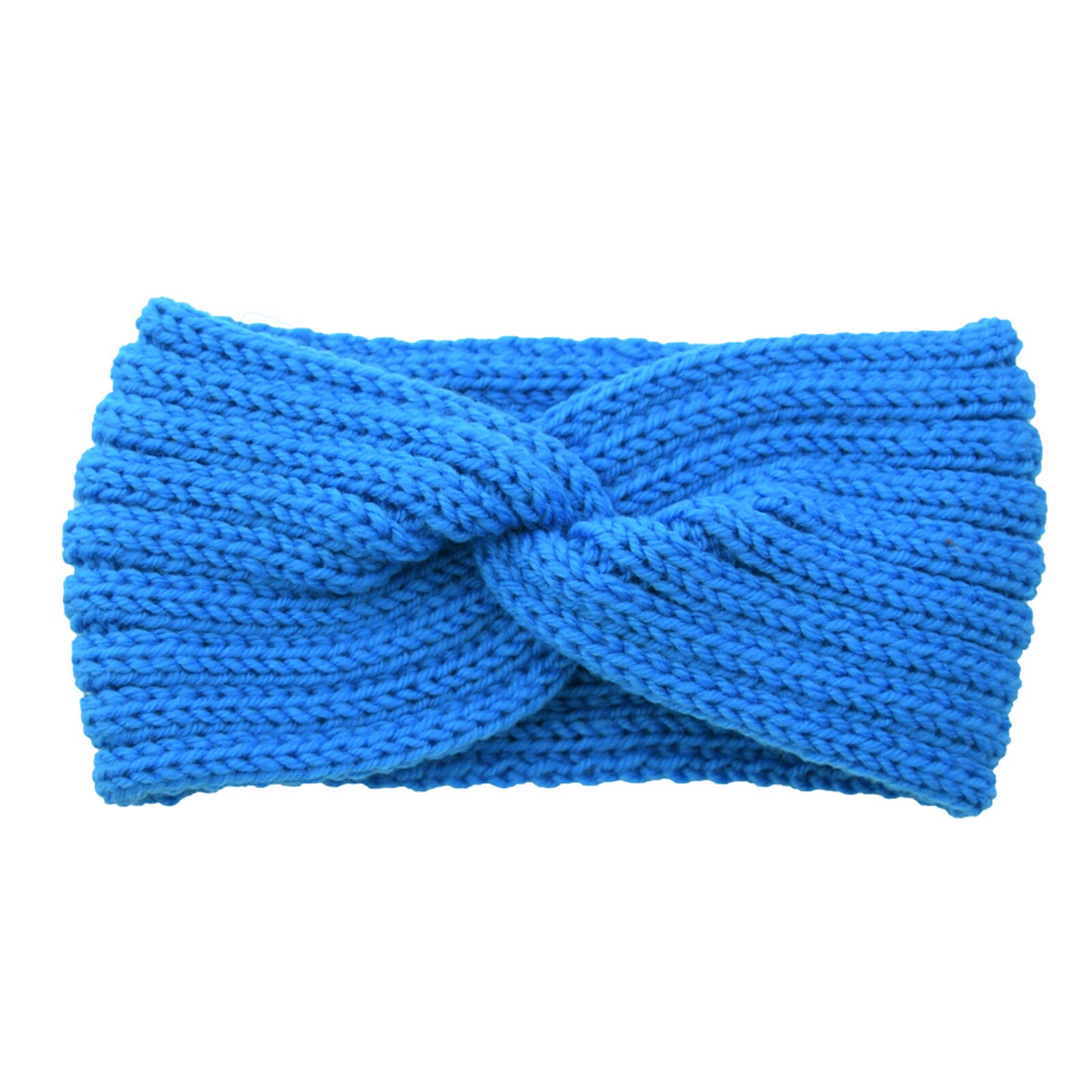 Doux Stretch oreille plus bandeau femmes hiver câble tricot bandeaux bandeaux doux filles Crochet chapeaux Turban: Blue 