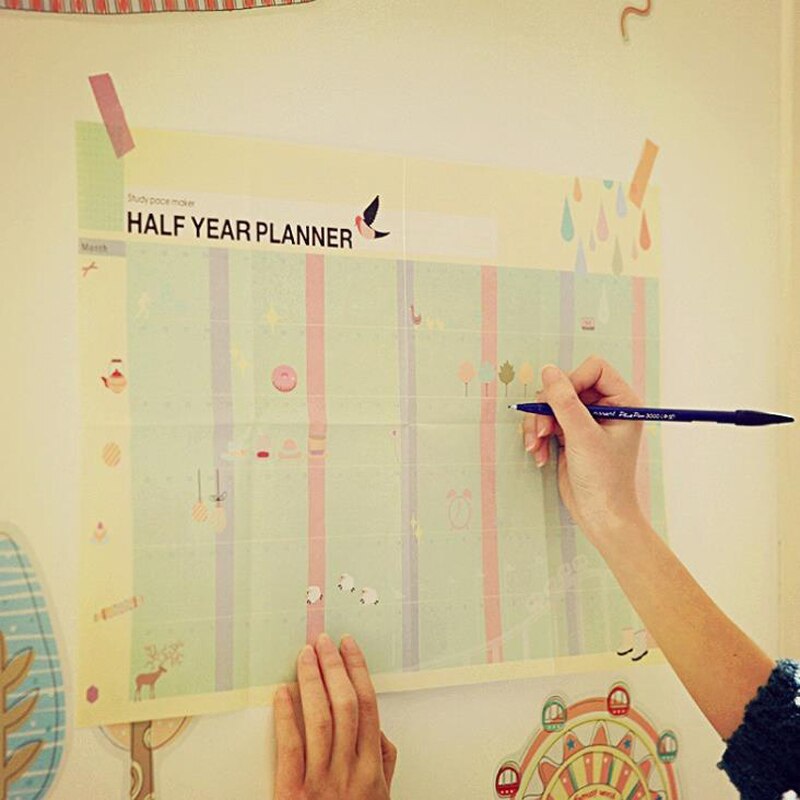 1 Pcs Uesful Student Half Year Planner Notebook Learning Working Plan Table Agenda Calendar For Kids School Supplies