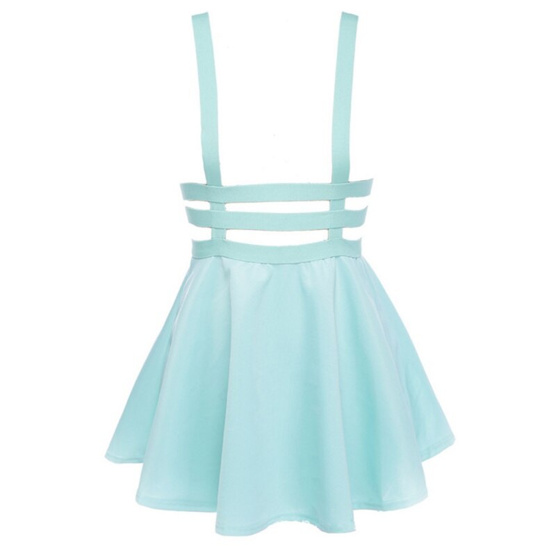 Mini Falda Skater para mujer, ropa con tirantes, cintura alta, Verano