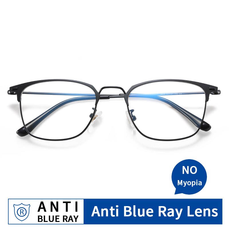 GANGSHA Anti Blue Rays Glasses Frame Women Computer Glasses Men Blue Light Coating Gaming Glasses Frame optical 9828: BLACK