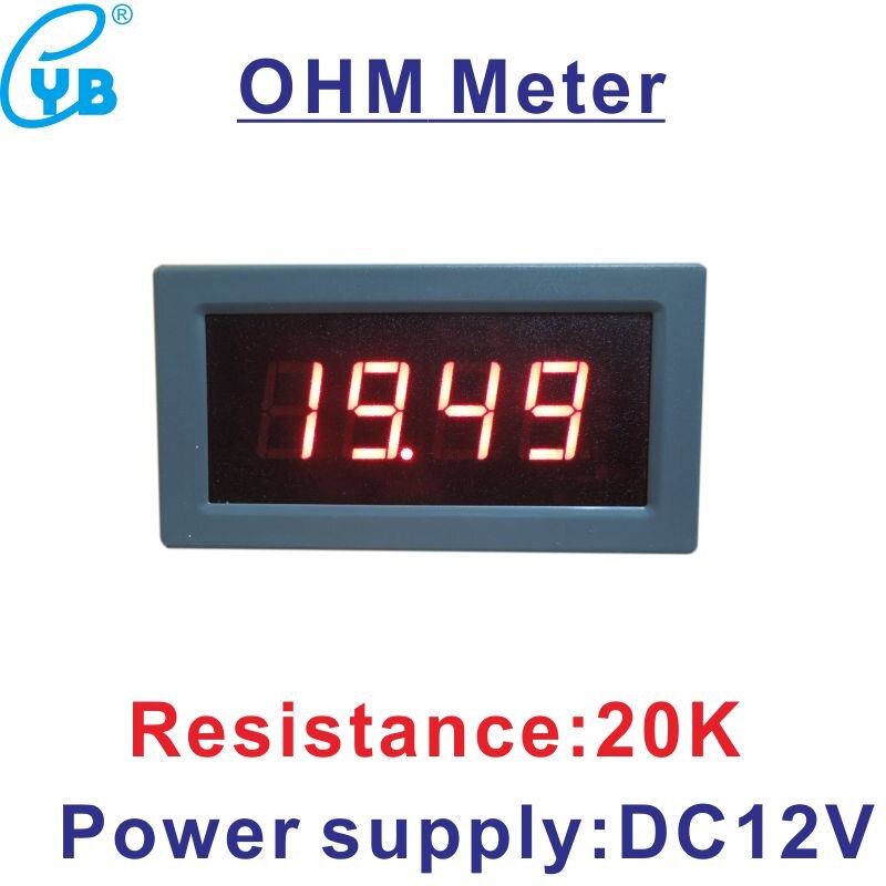 20 k Power DC12V Weerstand Meter OHM Reader Meten Meter LED 3-1/2 Digitale Ohm Meter Ohmmeter Mini Weerstand meter Panel Meter
