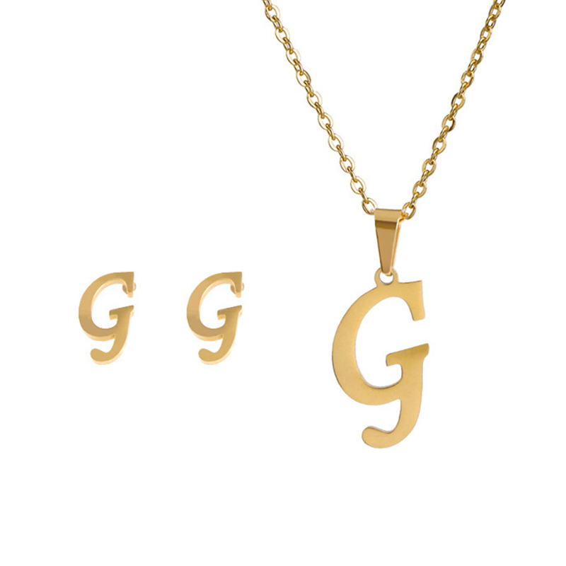 Edelstahl A-Z Alphabet Initial Halskette 26 Englisch Buchstaben Ohrringe Halskette Für Frauen einstellen Personalisieren Schmuck