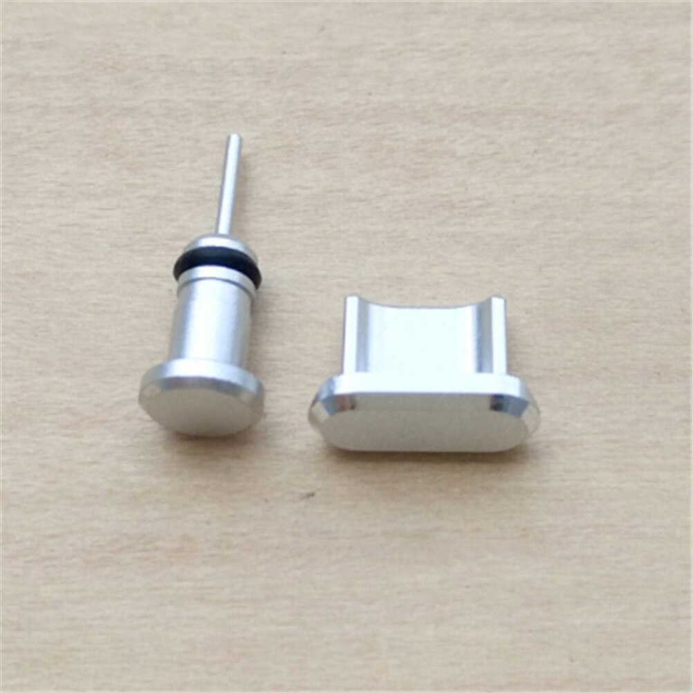 1 sæt micro usb opladningsport øretelefonstik telefon metal støvstik stik støvkant anti støvstik: Sv